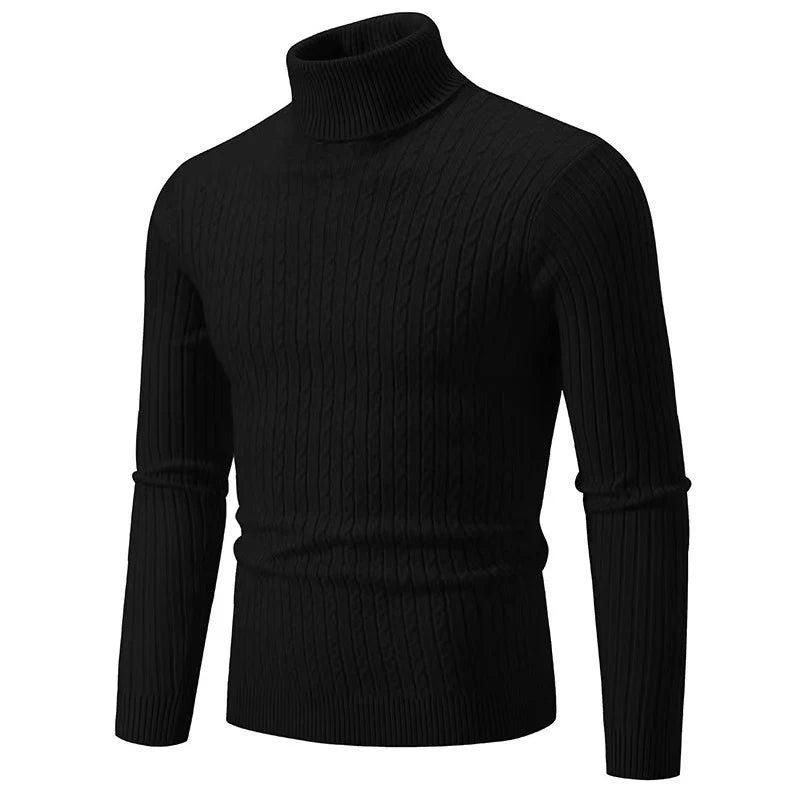 New Men's High Neck Sweater Solid