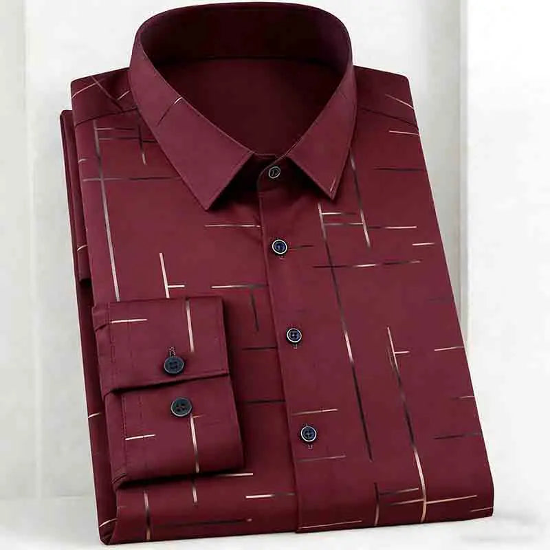 Fashion Men's Line Print Long Sleeve Shirt
