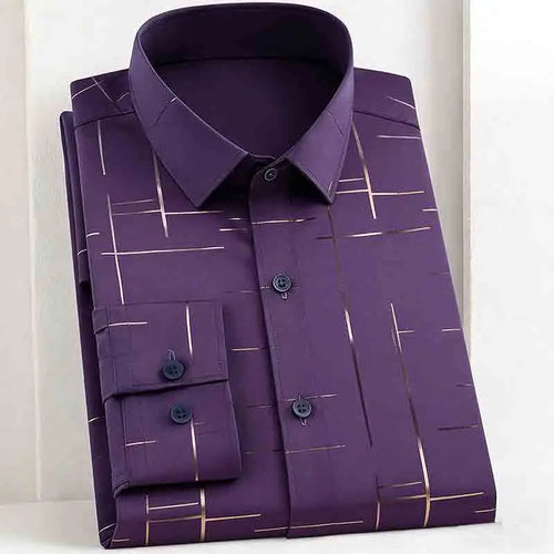 Fashion Men's Line Print Long Sleeve Shirt