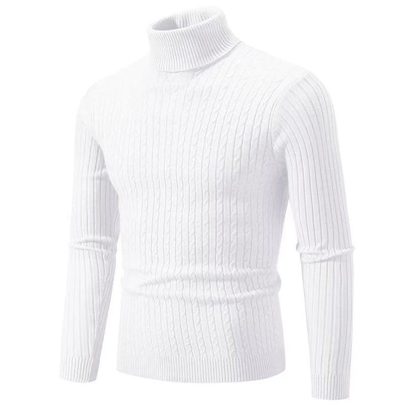 New Men's High Neck Sweater Solid