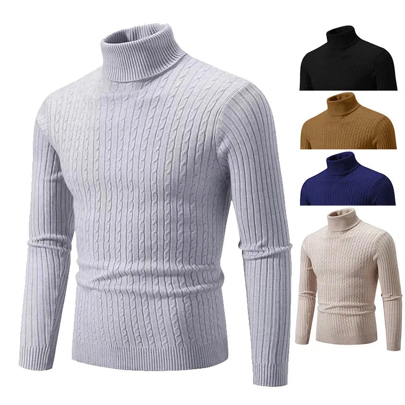 New Men's High Neck Sweater Solid