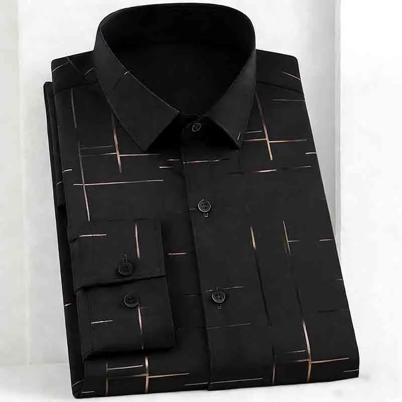 Fashion Men's Line Print Long Sleeve Shirt